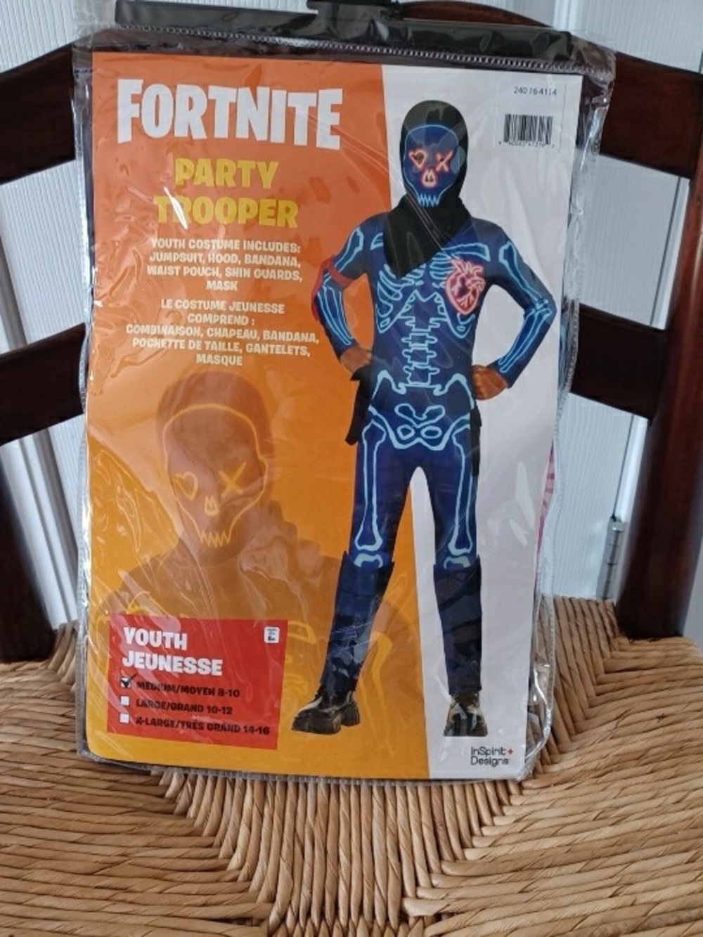 Kid’s size medium 8-10 Fortnite “party trooper” costume Halloween costume